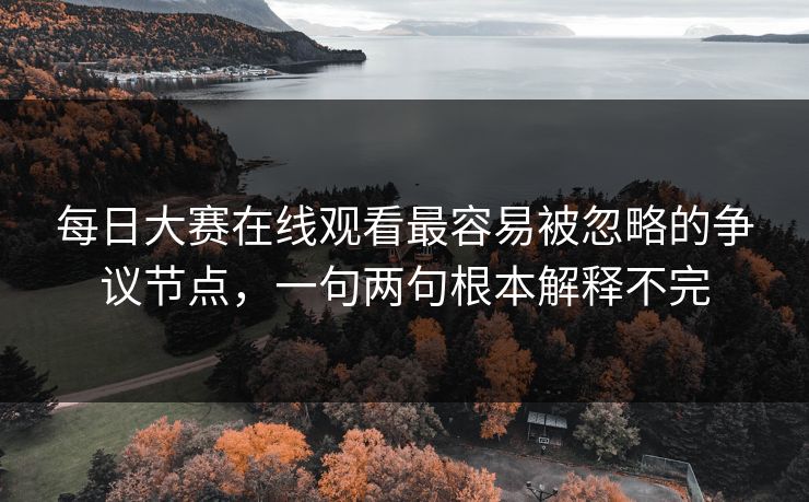 每日大赛在线观看最容易被忽略的争议节点，一句两句根本解释不完