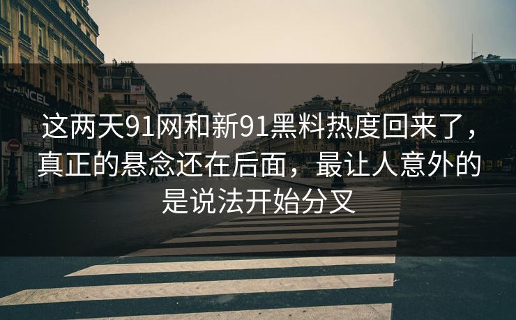 这两天91网和新91黑料热度回来了，真正的悬念还在后面，最让人意外的是说法开始分叉