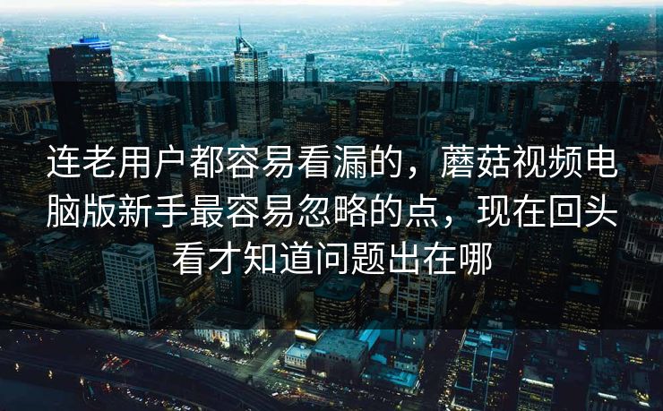连老用户都容易看漏的，蘑菇视频电脑版新手最容易忽略的点，现在回头看才知道问题出在哪