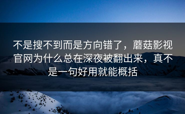 不是搜不到而是方向错了，蘑菇影视官网为什么总在深夜被翻出来，真不是一句好用就能概括
