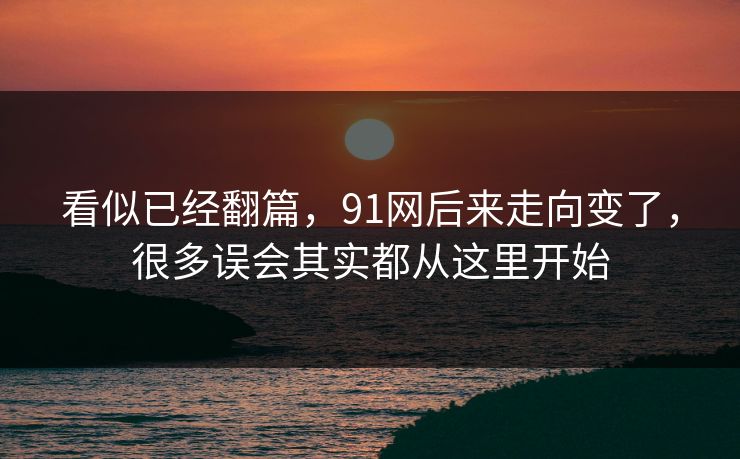 看似已经翻篇，91网后来走向变了，很多误会其实都从这里开始