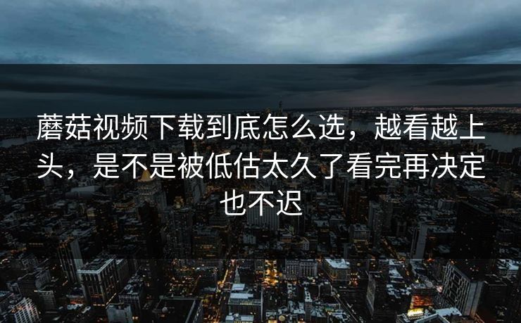 蘑菇视频下载到底怎么选，越看越上头，是不是被低估太久了看完再决定也不迟