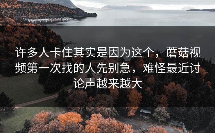 许多人卡住其实是因为这个，蘑菇视频第一次找的人先别急，难怪最近讨论声越来越大