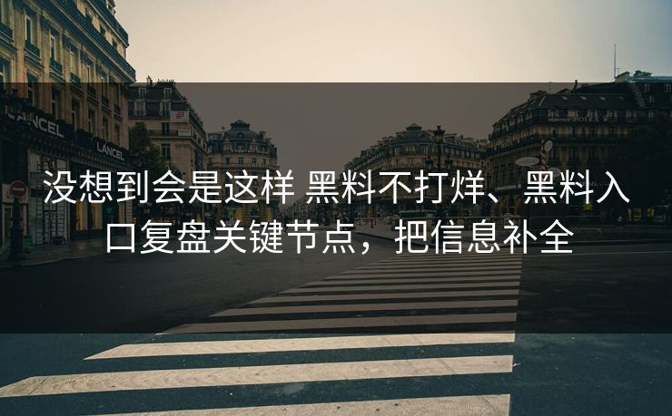 没想到会是这样 黑料不打烊、黑料入口复盘关键节点，把信息补全  第1张