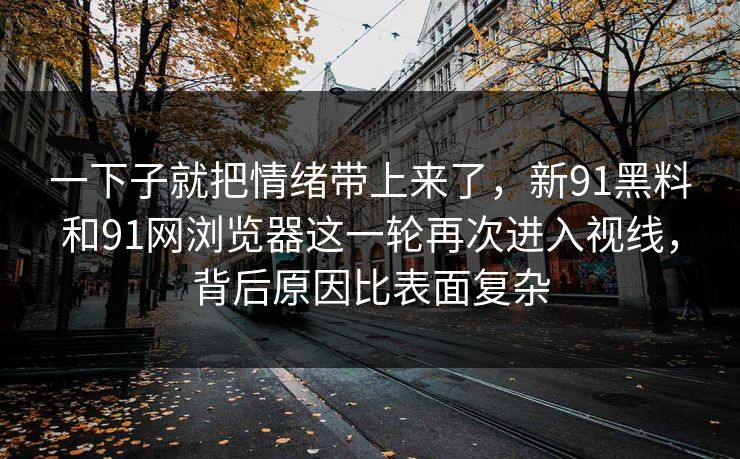 一下子就把情绪带上来了，新91黑料和91网浏览器这一轮再次进入视线，背后原因比表面复杂  第1张