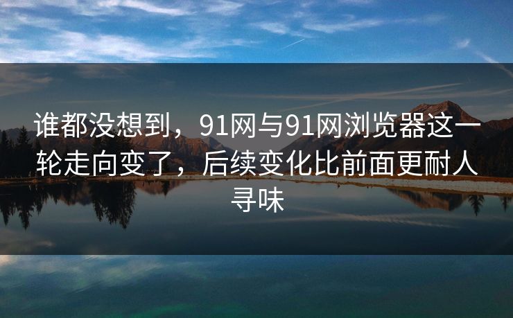 谁都没想到，91网与91网浏览器这一轮走向变了，后续变化比前面更耐人寻味
