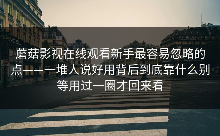 蘑菇影视在线观看新手最容易忽略的点——一堆人说好用背后到底靠什么别等用过一圈才回来看
