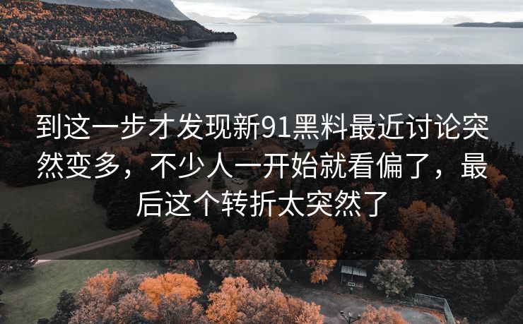 到这一步才发现新91黑料最近讨论突然变多，不少人一开始就看偏了，最后这个转折太突然了